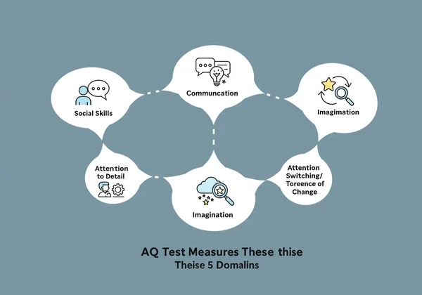 Infographic showing the five core areas of the AQ test.