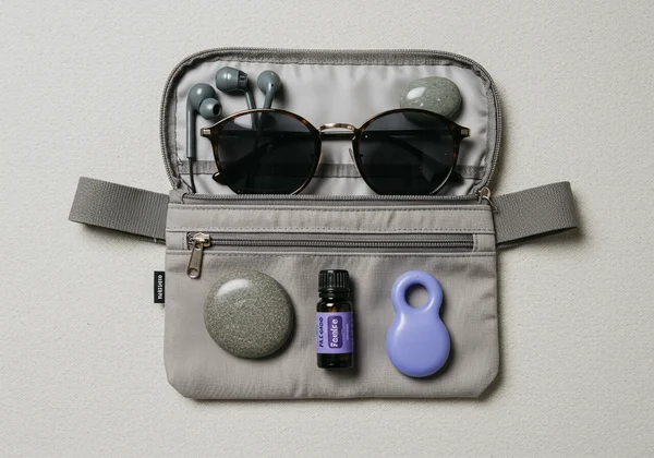 A small bag containing sensory regulation items