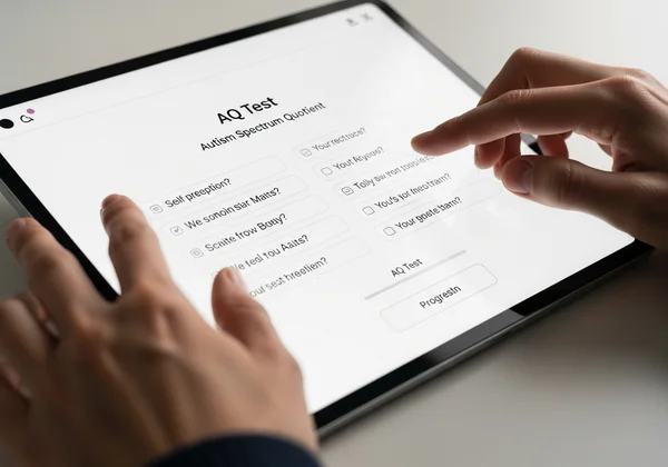 Person taking online AQ test on a computer screen