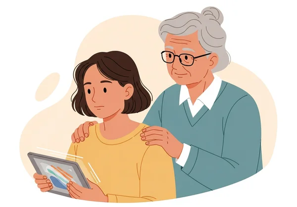 Parent supporting adult child in self-discovery journey