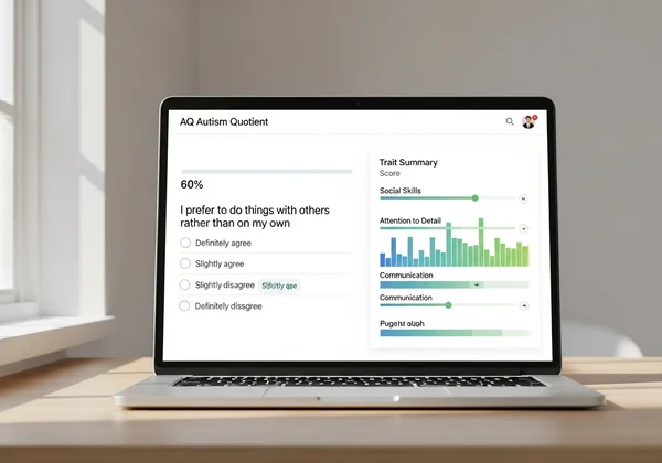 Online AQ test interface or score interpretation