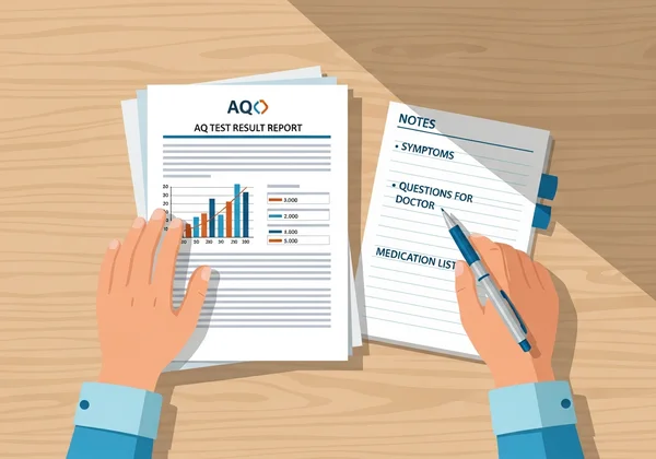 Patient preparing notes for doctor visit