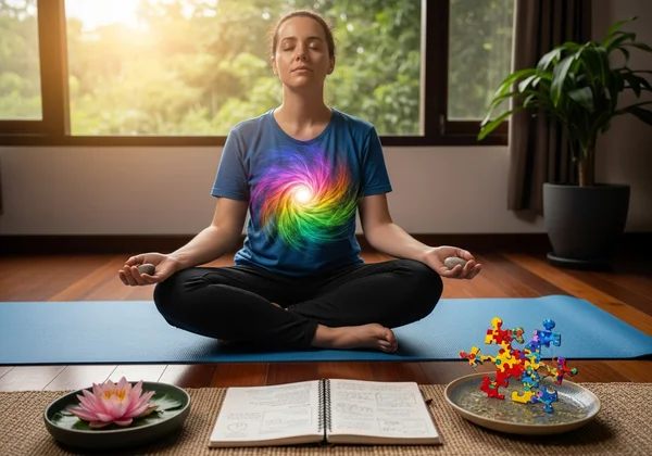 A person reflecting peacefully on their empowered self discovery journey with autism