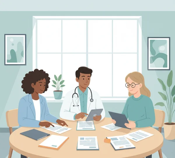 Professionals conducting an autism evaluation