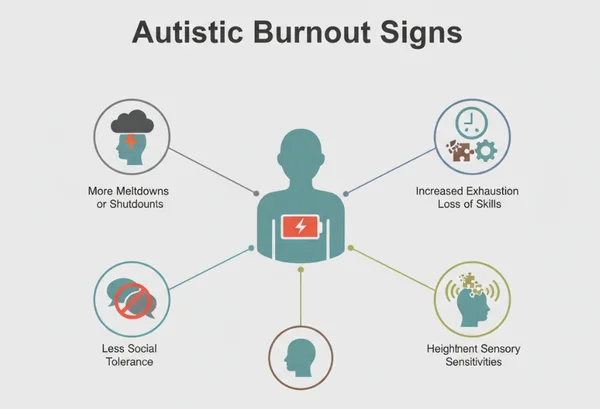 Visual representation of the signs of autistic burnout in adults